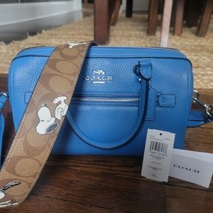 Coach x Peanuts Rowan Satchel w/ Snoopy Print Strap C4475
